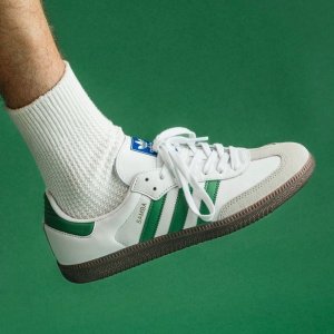 三叶草 Samba潮鞋 经典白绿色$76